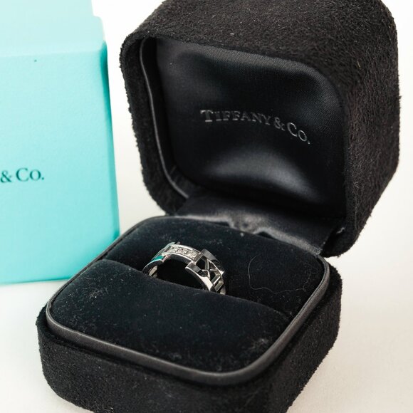 Tiffany & Co. Atlas 18K White Gold & Diamond Roman Time Ring - Picture 7 of 7